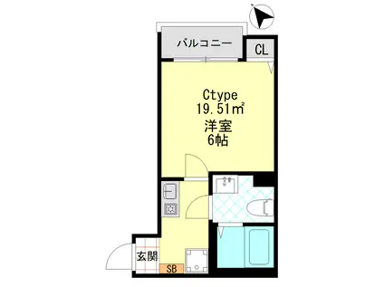 カザール八王子(1K/1階)の間取り写真