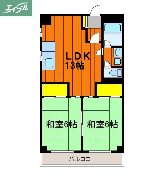 深可ヒュッテ(2LDK/2階)の間取り写真