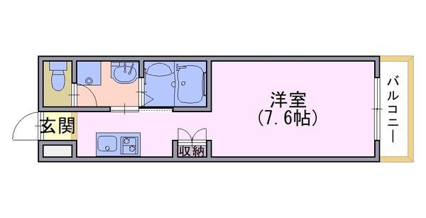 オーシャンズ西向日(1K/2階)の間取り写真