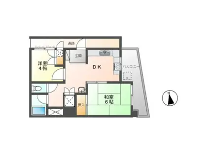 曳舟マンション(2DK/6階)の間取り写真