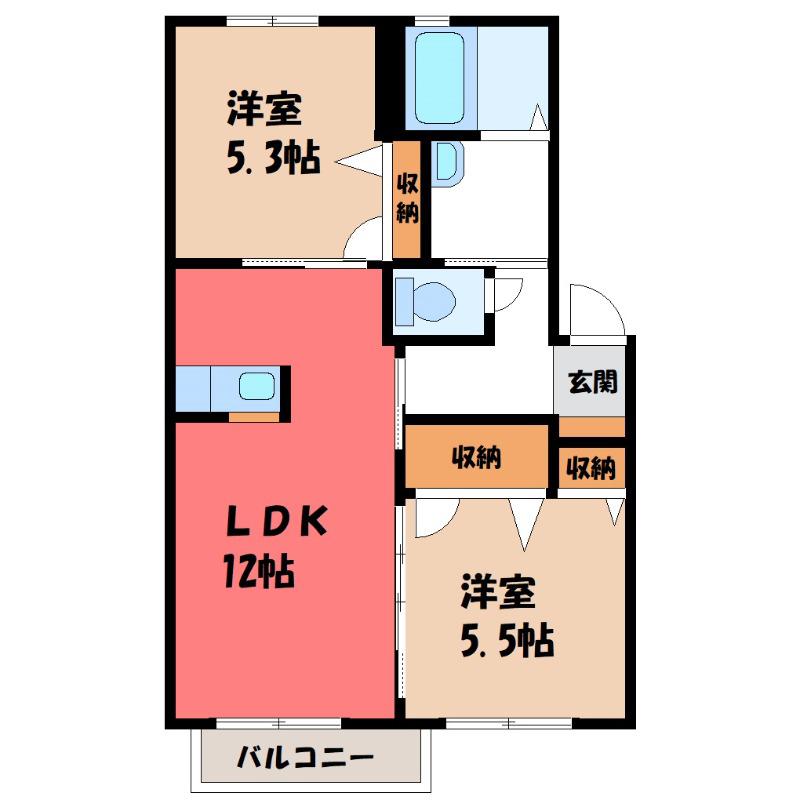 シャルル・アンレ(2LDK/1階)の間取り写真