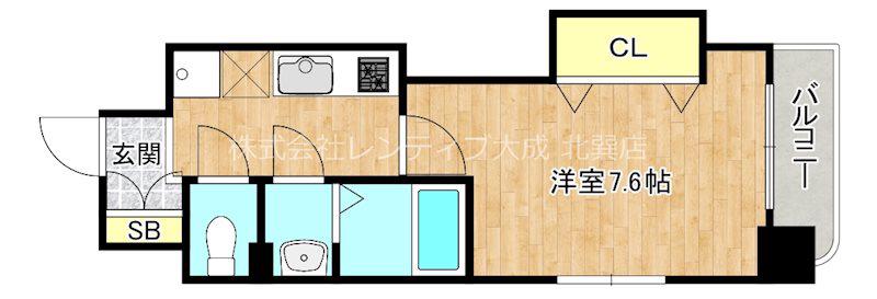 LUXE玉造II(1K/10階)の間取り写真