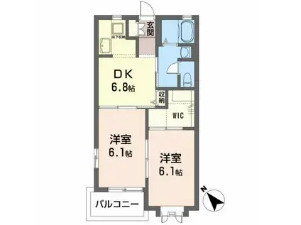 フォーシーズンズガーデン サウス(2DK/1階)の間取り写真