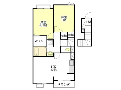 エスペランス A・B棟(2LDK/2階)の間取り写真