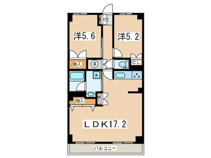 相模大野マンション(2LDK/4階)の間取り写真