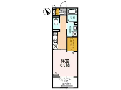 フローラル(1K/1階)の間取り写真