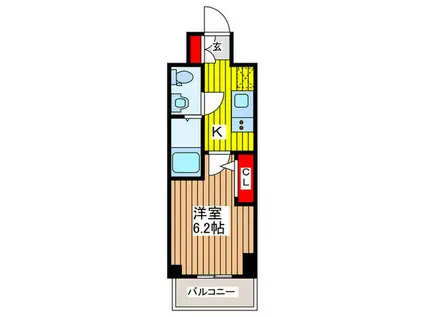 グランカーサさいたま新都心(1K/10階)の間取り写真