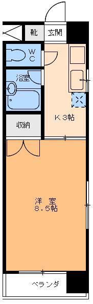 ドリームハイツ味酒(1K/4階)の間取り写真