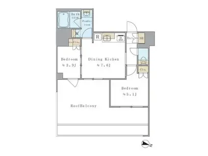 BRILLIA IST 両国 BRILLIA IST 両国(2DK/13階)の間取り写真