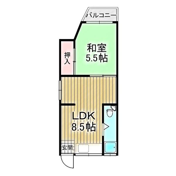 泉マンション(1LDK/2階)の間取り写真