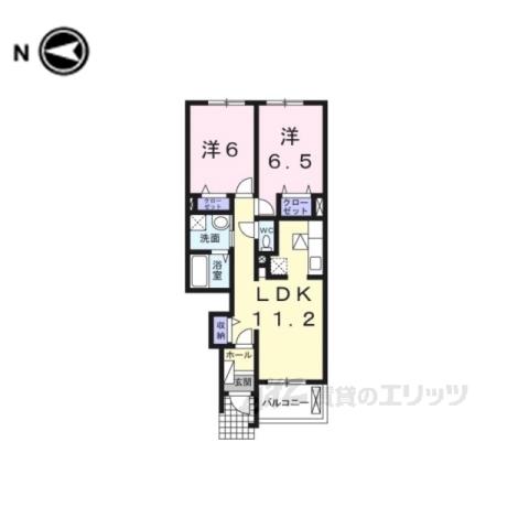 グランドソレイユA(2LDK/1階)の間取り写真