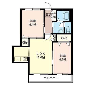 アトリエール(2LDK/1階)の間取り写真