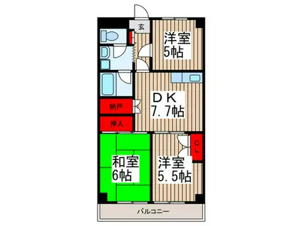 シオミプラザセカンド(3DK/3階)の間取り写真