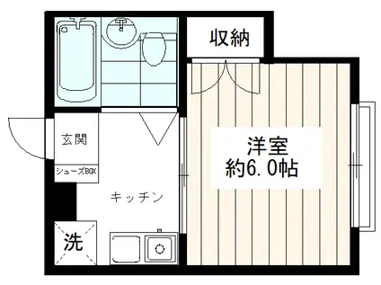 コーポカイチ(1K/2階)の間取り写真