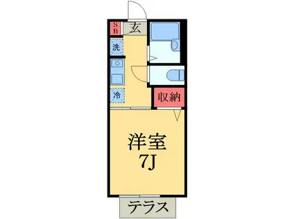 プレミールB棟(1K/1階)の間取り写真