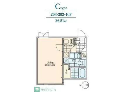 ALERO上落合(1LDK/4階)の間取り写真