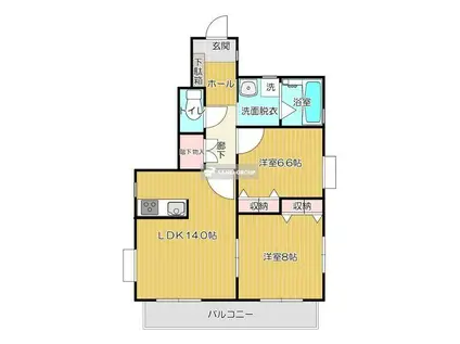 ルビナスII B棟(2LDK/1階)の間取り写真