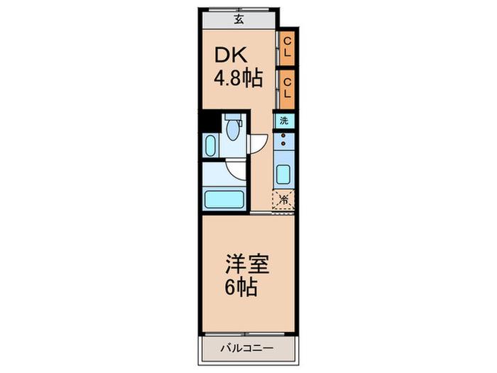 WELL TOWER(1DK/6階)の間取り写真