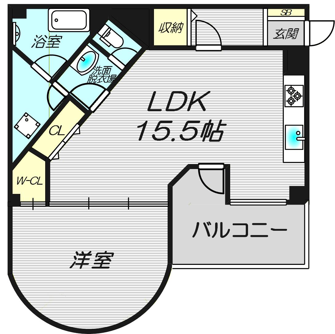 シオンズガーデン花川(1LDK/1階)の間取り写真