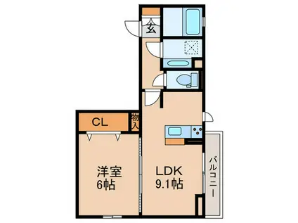 RENOM(1LDK/1階)の間取り写真