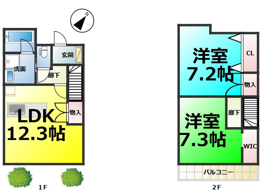アプトルーナ川名(2LDK/1階)の間取り写真