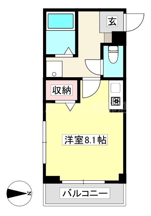 メゾン石川B(ワンルーム/1階)の間取り写真