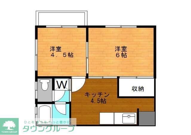 三村コーポ(2K/2階)の間取り写真