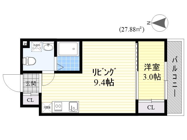 ジェイ・クオリア(1LDK/3階)の間取り写真