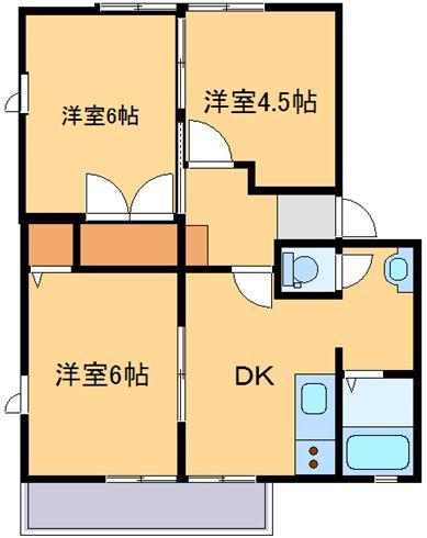 ヴィラパストラルB(3DK/2階)の間取り写真