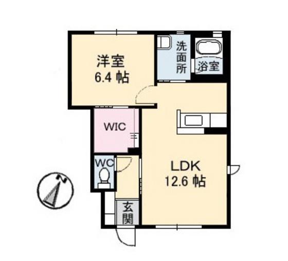 ガーデンクレスD棟(1LDK/1階)の間取り写真