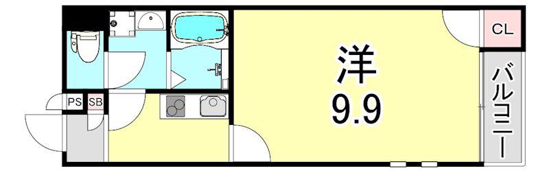 クレイノクリエイト仁川(1K/2階)の間取り写真