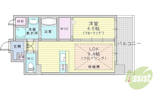 第22関根マンション(1LDK/6階)の間取り写真