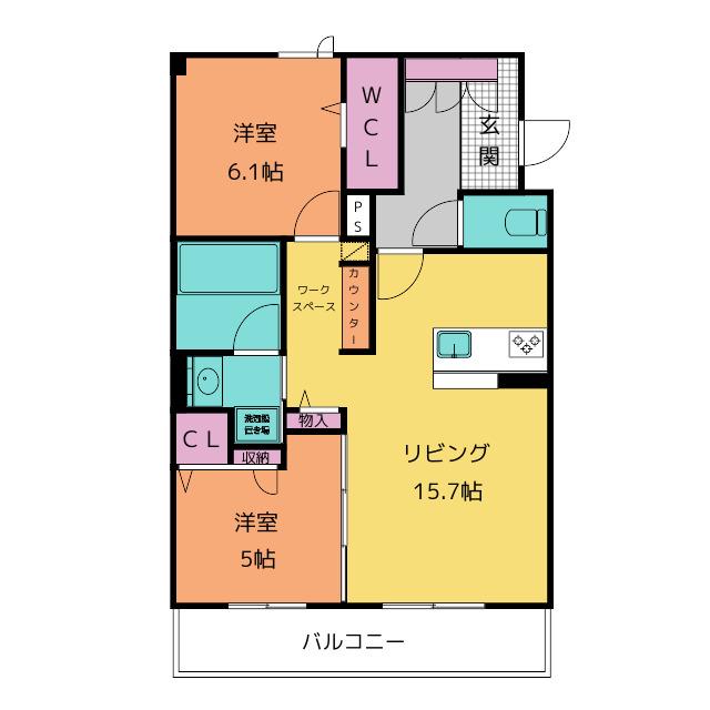 シャーメゾン加納南陽(2LDK/2階)の間取り写真