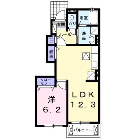 ボヌールA(1LDK/1階)の間取り写真