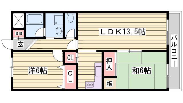 メゾン・ドゥ・M(2LDK/1階)の間取り写真