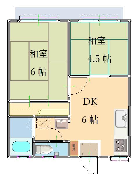 シティ長浜(2DK/1階)の間取り写真