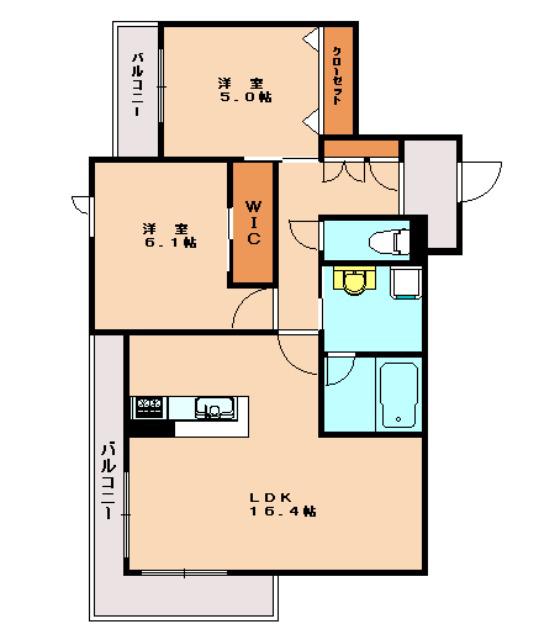 PIONE GARDEN(2LDK/2階)の間取り写真