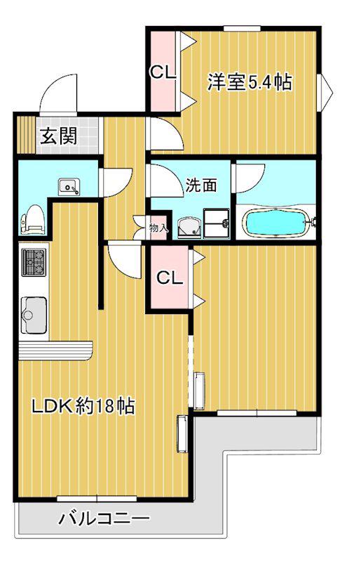 ランビニオン(1LDK/2階)の間取り写真