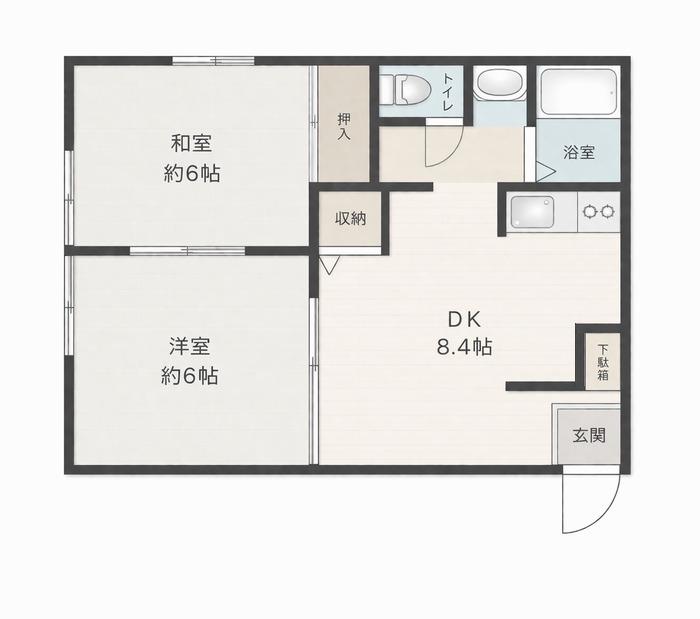 アーバンハウス(2DK/1階)の間取り写真