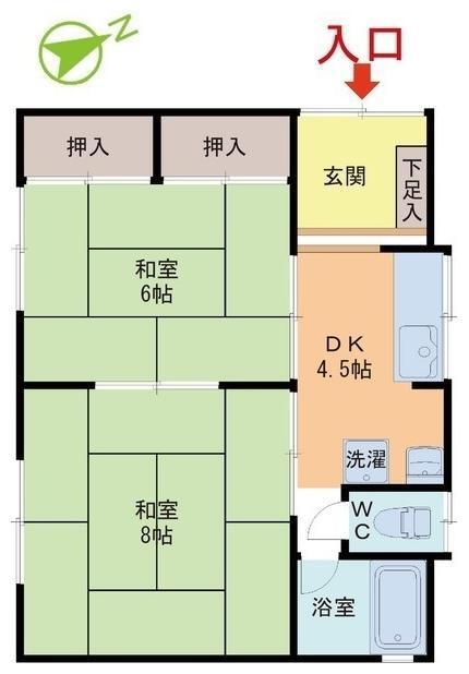 あわらハイツ(2DK/1階)の間取り写真