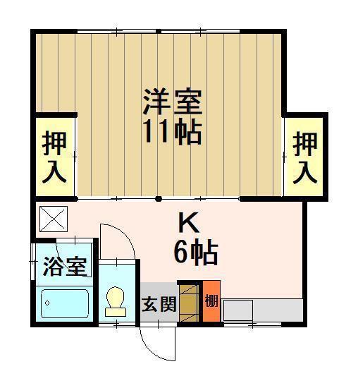 幸邑ハイツ(1K/2階)の間取り写真