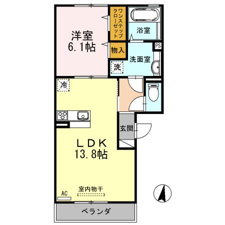 グランドゥールタケオ(1LDK/1階)の間取り写真