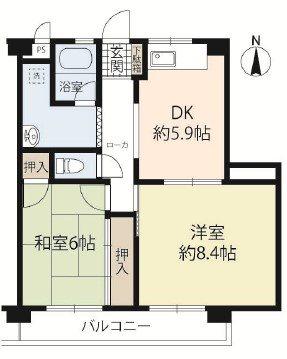山本マンション(2LDK/3階)の間取り写真