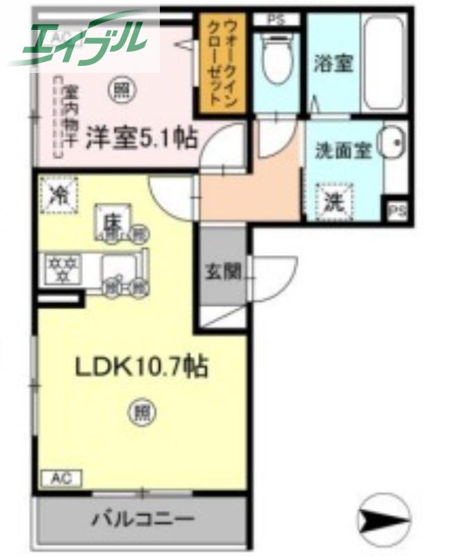 ラルゴ スターダスト(1LDK/2階)の間取り写真