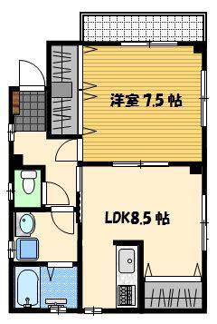 ランドハウス(1LDK/3階)の間取り写真