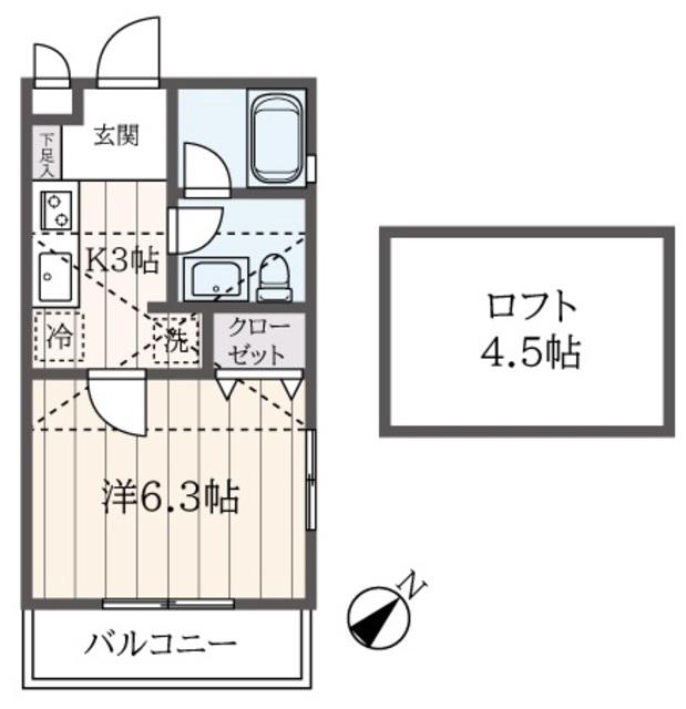 プランドール・HANA(1K/2階)の間取り写真