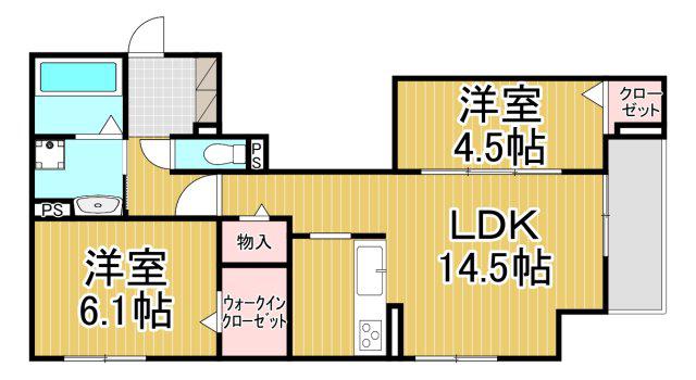 メゾン・ド・プティエル今津(2LDK/3階)の間取り写真