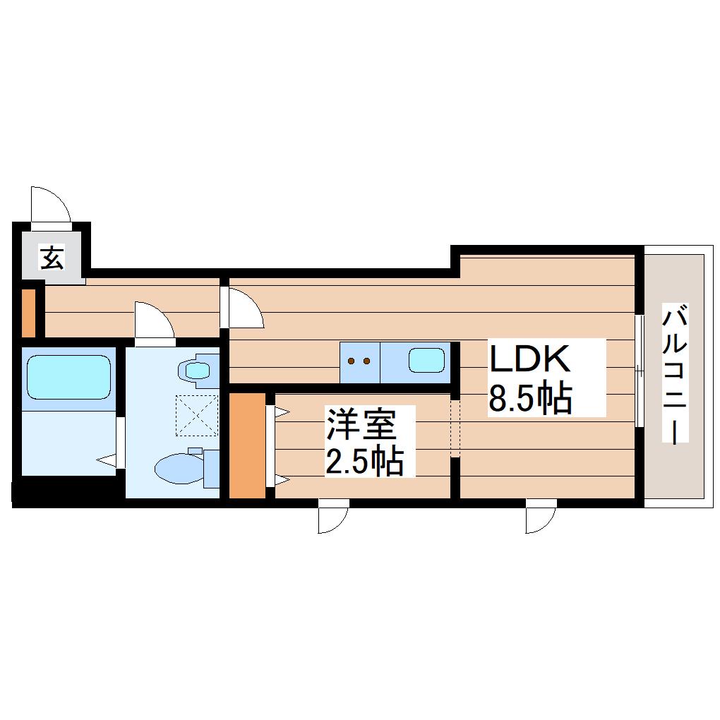 CRESCENT 台原(1LDK/2階)の間取り写真