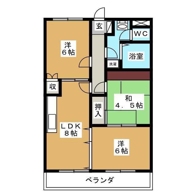 イーストピアはなみずき(3DK/2階)の間取り写真