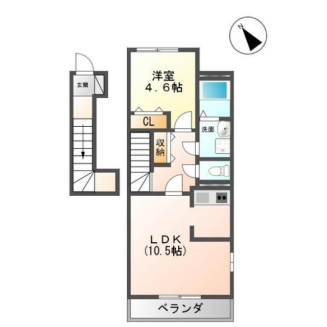 メゾン・ド・レーヴ(1LDK/2階)の間取り写真